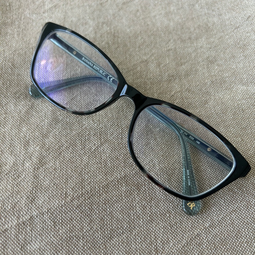 Banana Republic Women's Black & Blue Tortoise Gloss Rx Rectangle Glasses